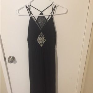 Black diamond studded evening dress